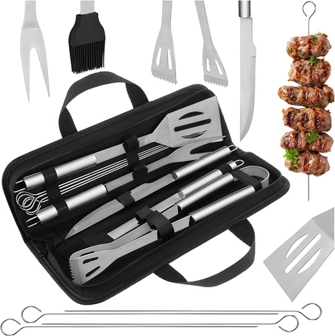Súprava grilovacieho náradia KAMINER z nehrdzavejúcej ocele, 9 kusov v pevnom puzdre