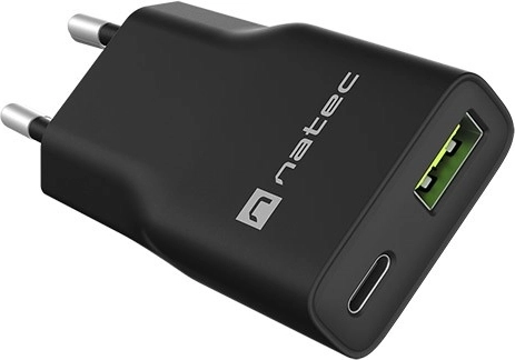 Natec Ribera GaN slim sieťová nabíjačka 20 W (USB-C + USB-A) - 1 kus