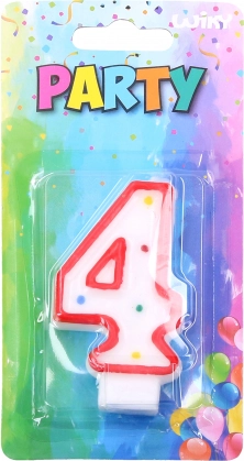 Párty sviečka číslo 4 červená