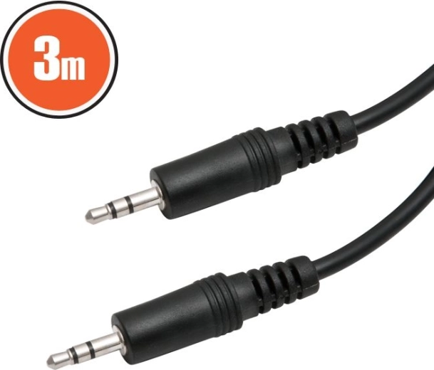 Audio kábel jack 3,5 mm – jack 3,5 mm, 3 m, čierny