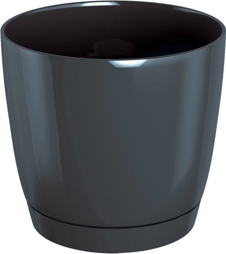 Kvetináč Coubi Round s miskou 28 cm grafitový