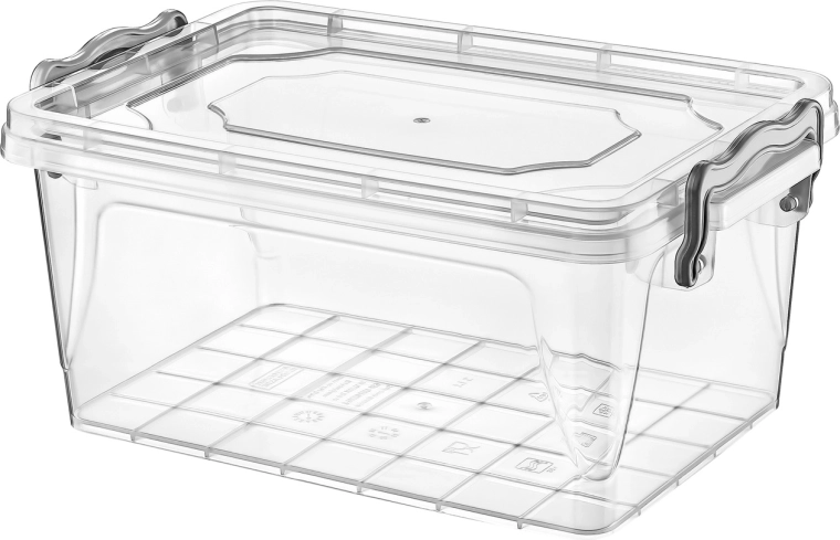 Plastový úložný box s klipmi 1,5 l priehľadný