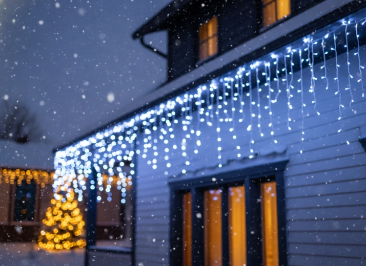 Svetelný záves LED rampúchy 300 LED studená biela 12 m - 1 kus
