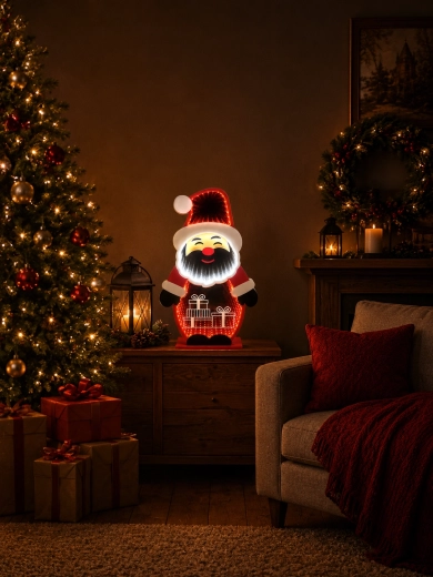 Vianočná 3D dekorácia Santa Claus so zrkadlovým infinity efektom LED 21,6 × 8 × 37,3 cm - 1 kus