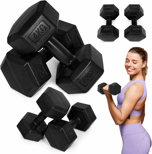 Hexagonálne činky MOVEPRO 2×4 kg (čierne)