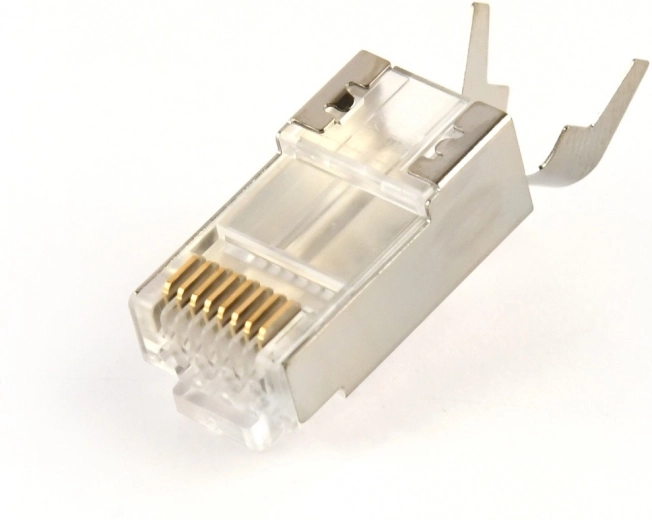 Prechodné tienené RJ45 konektory CAT7, pozlátené kontakty 15 µm, balenie 100 ks