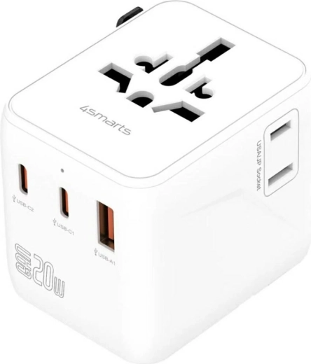 Cestovný adaptér 20W GaN NOMAD s 2x USB‑C a 1x USB‑A