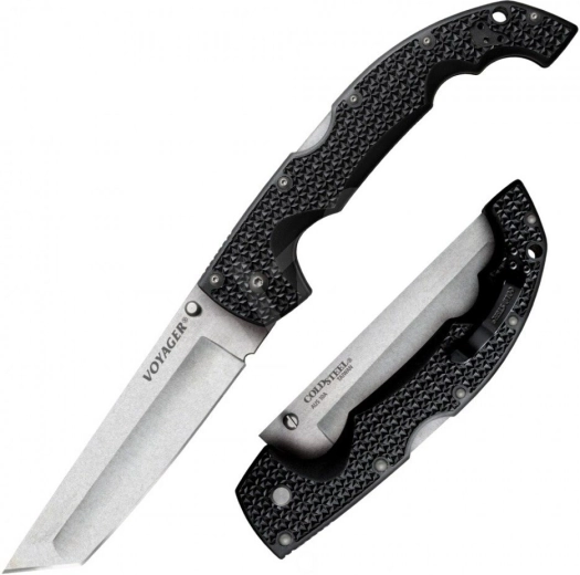 Taktický zatvárací nôž Cold Steel Voyager Extra Large Clip Point, hladké ostrie, čierny