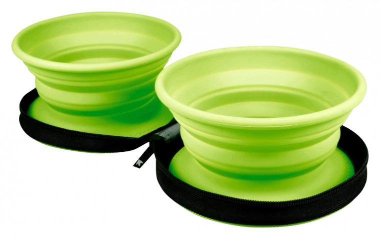 Cestovná dvojitá miska KIWI WALKER – zelená, 2 ks