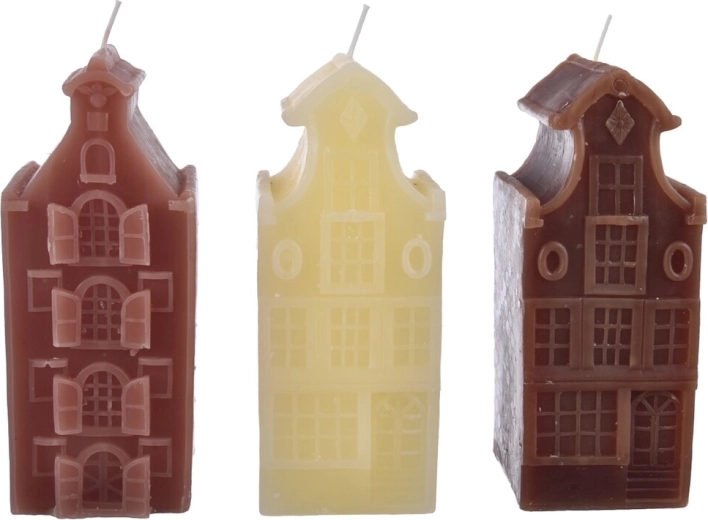 Vianočná dekoratívna sviečka v tvare domčeka 16 cm (3 varianty)
