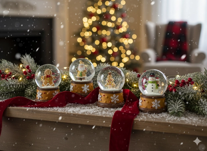 Vianočná snehová guľa – perníčková dekorácia, mix motívov 4,5 × 4,5 × 6,5 cm