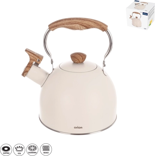 Nerezový čajník s píšťalkou béžový 1,5 l