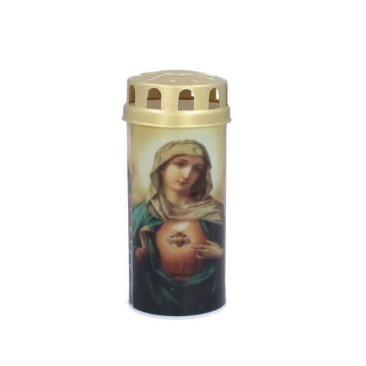 LED cintorínska sviečka 14,5 cm – mix motívov (kríž, anjel, Ježiš a Mária)
