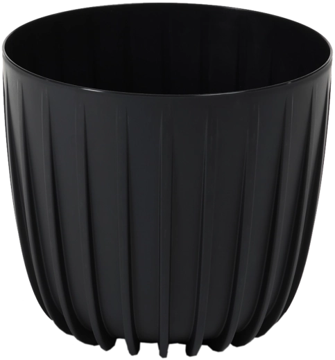 Nízky kvetináč Mira 24 cm – čierny, s vložkou