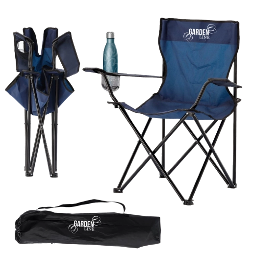 Skladacia turistická a rybárska stolička modrá 50 × 50 × 80 cm