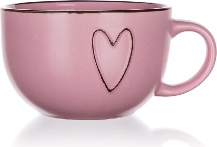 Ružový keramický hrnček Jumbo Heart 730 ml