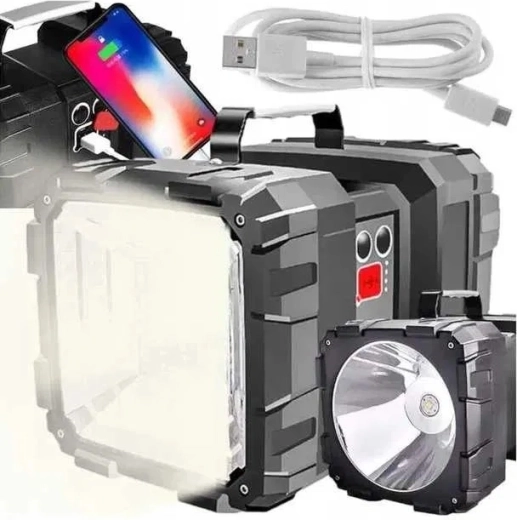 Obojstranná výkonná nabíjacia LED svietidlo s powerbankou