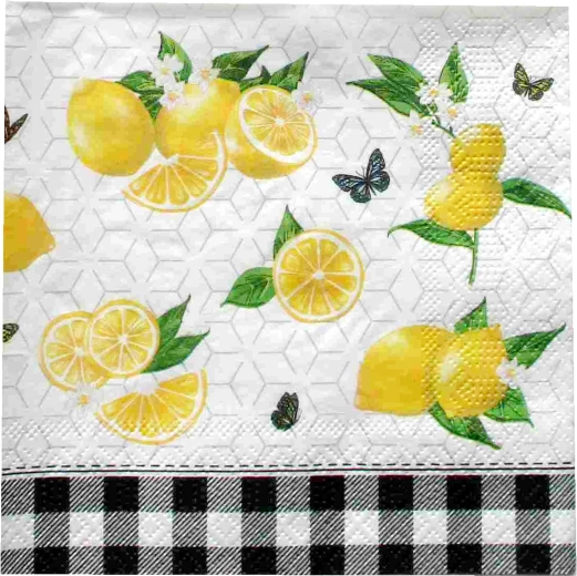 Servítky s motívom citrónov 3-vrstvové 33 × 33 cm