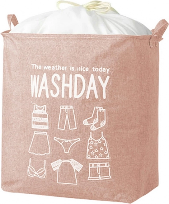 Ružový skladací kôš na prádlo