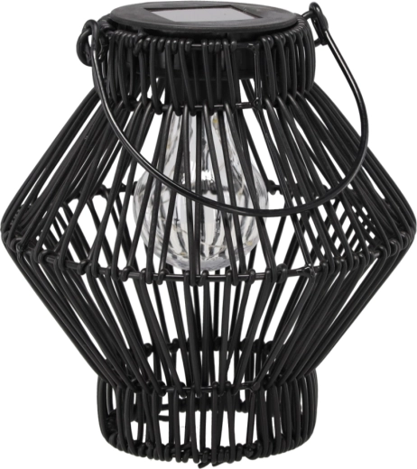 Solárny kovový lampáš čierny 19 cm s LED
