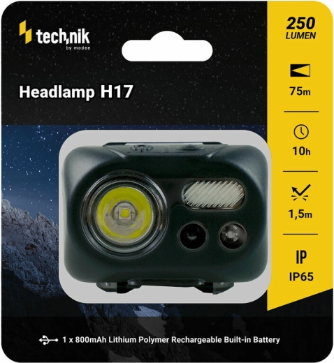 Technik MT-H17 čelovka s pogumovaním, LED CREE L2, Micro-USB, červené svetlo