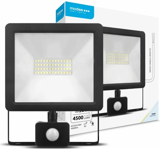 LED reflektor so snímačom pohybu 50 W, 120°, 6000 K, 4500 lm – Modee Lighting A2 Series