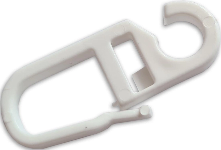 Plastový záclonový háčik, biely, balenie 10 ks