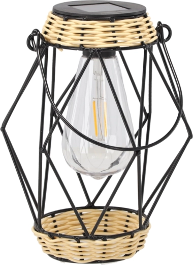Solárny kovový lampášový svietnik 22 cm, čierny, LED