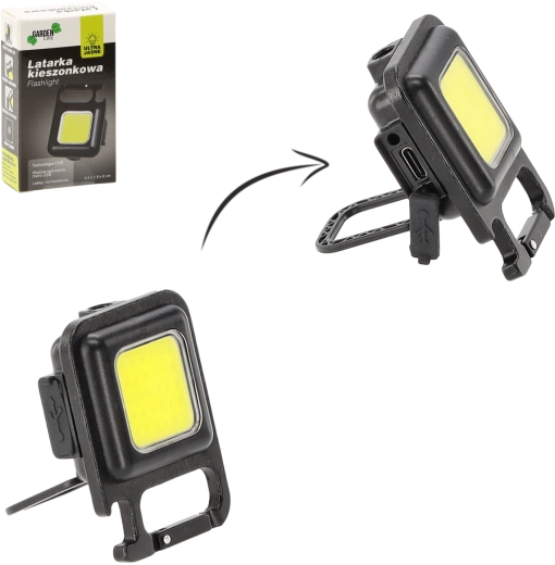 Mini vreckové LED svietidlo s magnetom a stojanom, nabíjanie micro USB