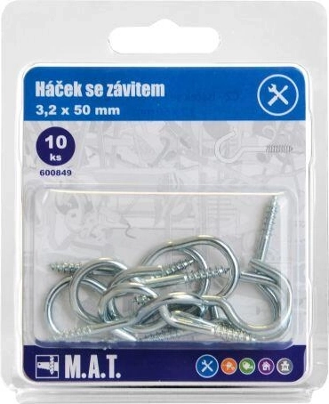 Háčik so závitom 50 × 3,2 mm, zinkovaný (10 ks)