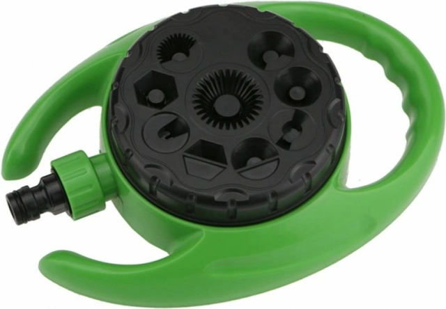 Zelený záhradný postrekovač s 9 funkciami a dažďovou sprchou