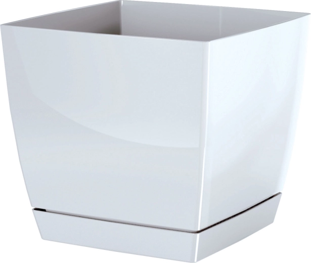 Kvetináč Coubi Square s miskou 10 cm biely