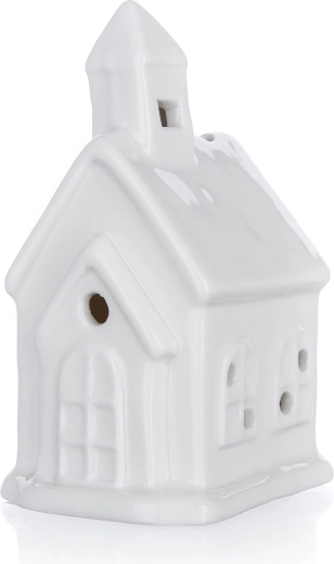 Porcelánový LED domček – biela dekorácia s mihotavým svetlom