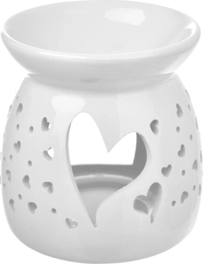 Porcelánová aromalampa s motívom srdca biela