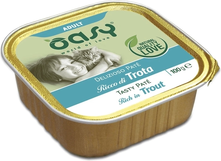 Oasy Tasty Pate pre dospelé mačky s pstruhom 100 g