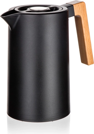 Termokanvica Joyce 1 l – nerezová a plastová, čierna