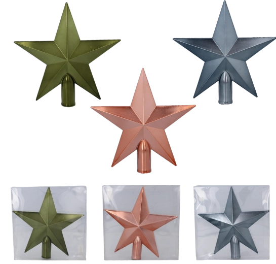 Vianočná špica hviezda 20 cm – olivová, medená a grafitová