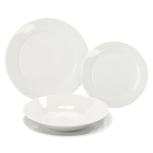 Porcelánová jedálenská súprava 18 ks, okrúhla, biela