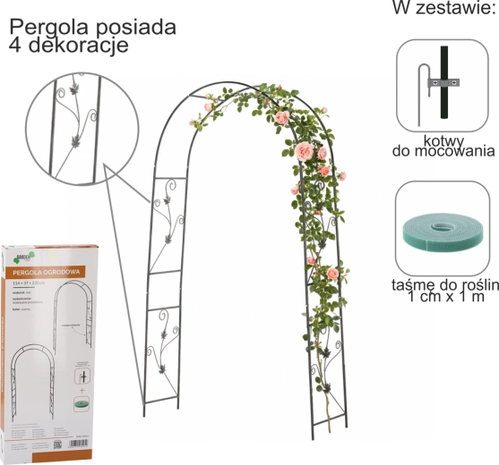 Záhradná pergola s kotvami 114 × 37 × 230 cm