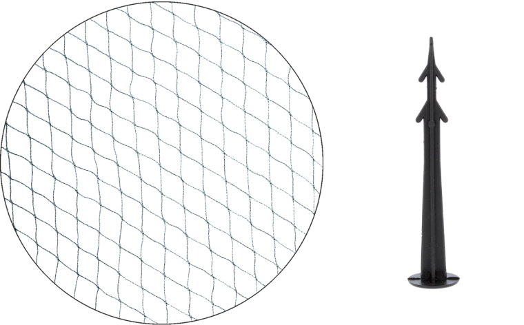 Ochranná sieť proti vtákom 8 × 20 m zelená + 16 kotviacich kolíkov