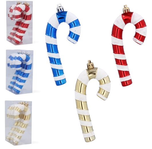 Sada 4 vianočných ozdôb v tvare cukrovej paličky 13 cm