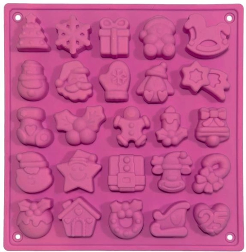 Silikónová vianočná forma na pečivo, ružová, 25 ks