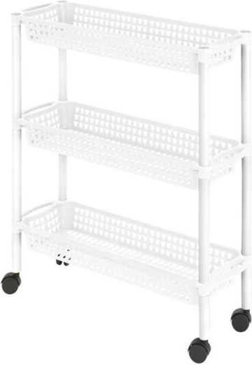 Heidrun plastový regál na kolieskach s 3 košíkmi 60 × 18 × 61 cm (mix farieb)
