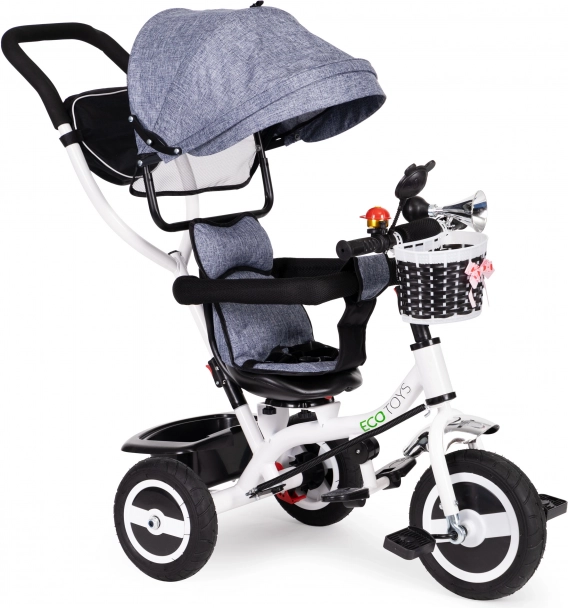 Detská trojkolka s otočnou strieškou a odolnými kolieskami ECOTOYS