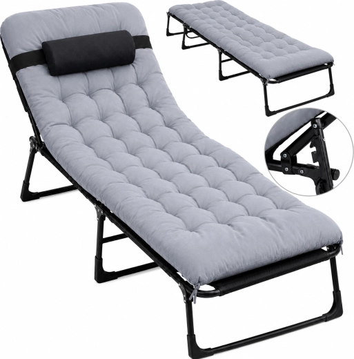 Skladacie turistické lôžko Premium 200 × 68 cm čierno-sivé