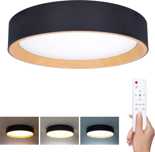 Solight LED stropné a nástenné svietidlo Larios Black s diaľkovým ovládaním