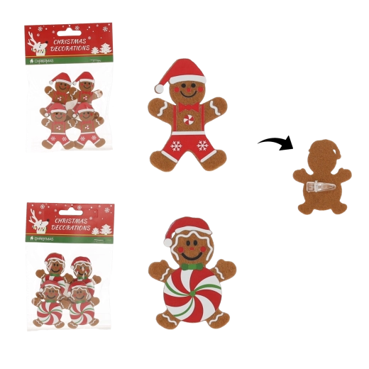 Sada perníkových ozdôb s klipsami 4,5 × 6,5 cm, 4 ks