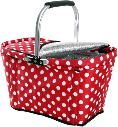Skladací termo nákupný košík so zipsom TORO, červená bodka