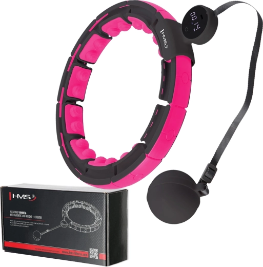 Masážny hula hoop so závažím, magnetmi a počítadlom – čierny