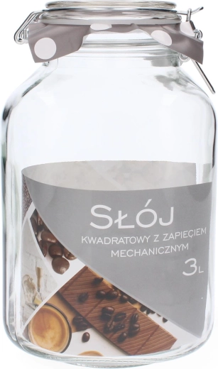 Štvorcová sklenica 3 l s mechanickým uzáverom